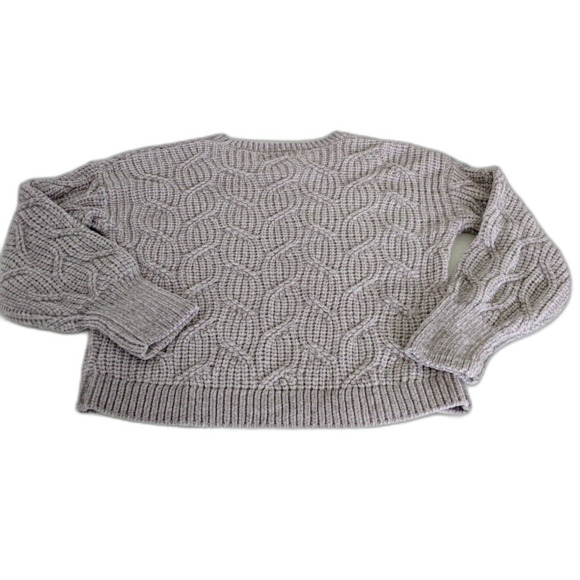 Women's Pink Rose Gray Chunky Cable Knit Sweater Size XS - Picture 3 of 7